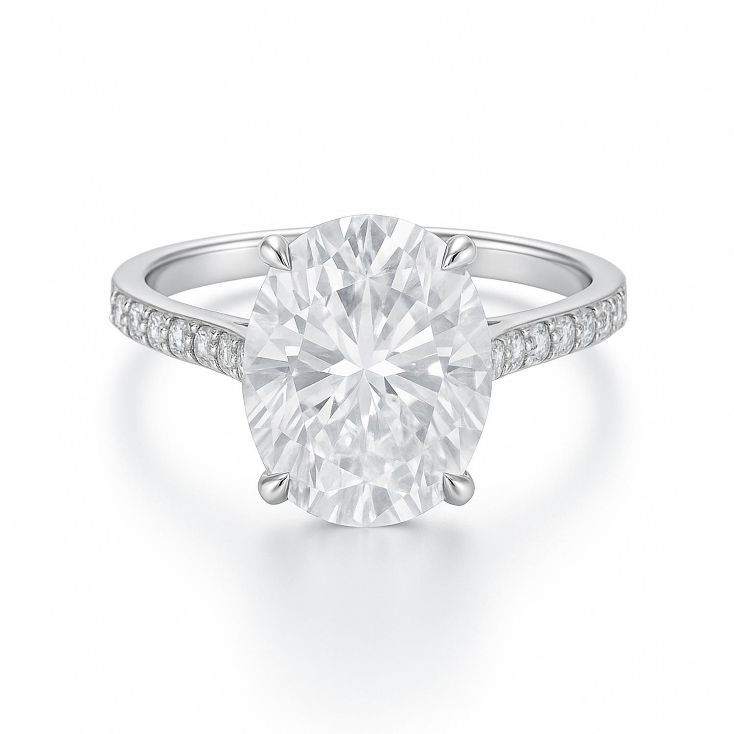 New Allyanna Gifts Women's Oval Pave Moissanite Ring In Silver